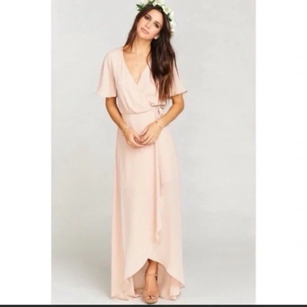 Show Me Your MuMu Wrap‎ Maxi Dress Dusty Pink Sophia High Low Hem Women's Size S